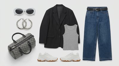 Spring Outfit Formula: Blazer + Vintage Denim + Chunky Sneakers