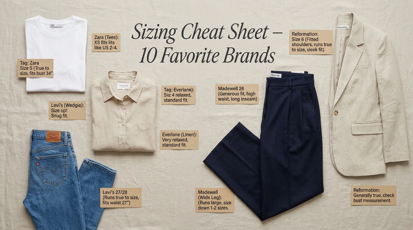 Sizing Cheat Sheet: How My Favorite 10 Brands Run