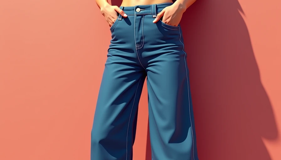 Visual context for women's wide leg denim jeans