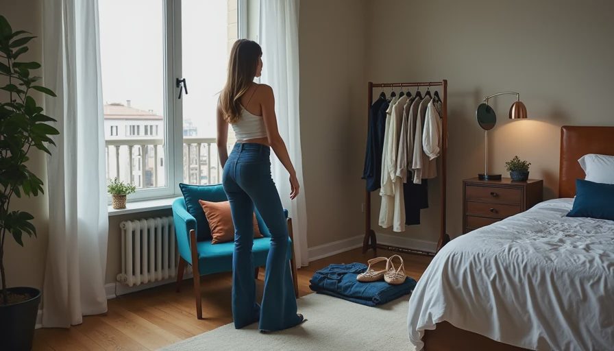 Visual context for how to style flare jeans