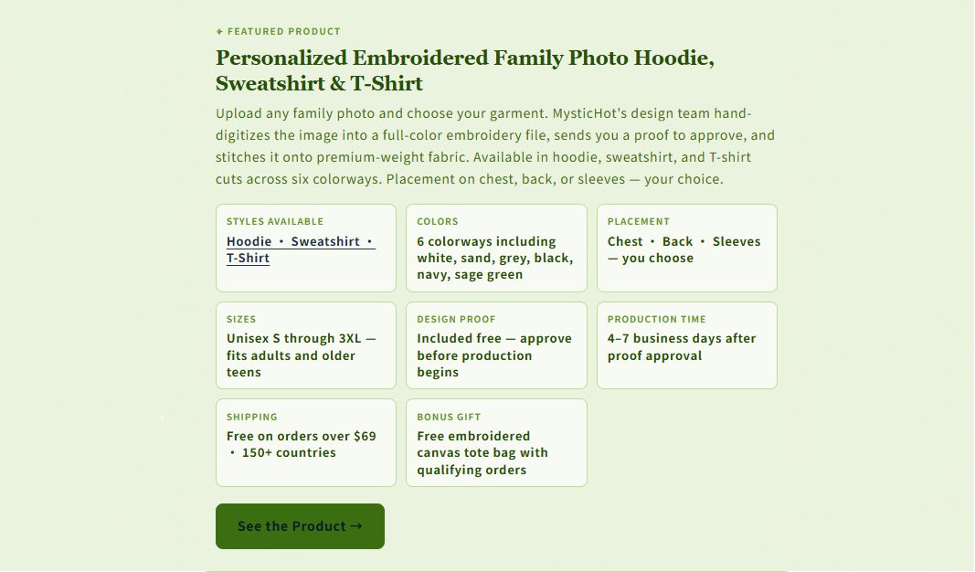 Personalized Embroidered Family Photo Hoodie, Sweatshirt & T-Shirt